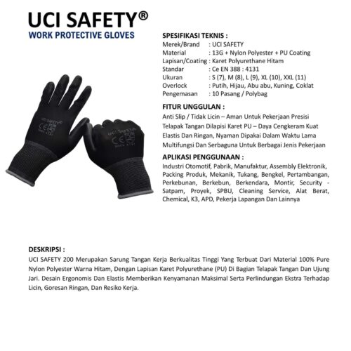 Distributor Sarung Tangan Packing Uci Safety Murah di Padang Sumatera Barat