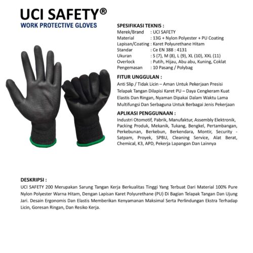 Sarung Tangan Safety Kerja Uci Safety untuk Proyek & Industri di Semarang Jawa Tengah
