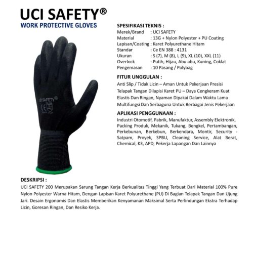 Sarung Tangan Bengkel Uci Safety Terbaik di Palembang Sumatera Selatan