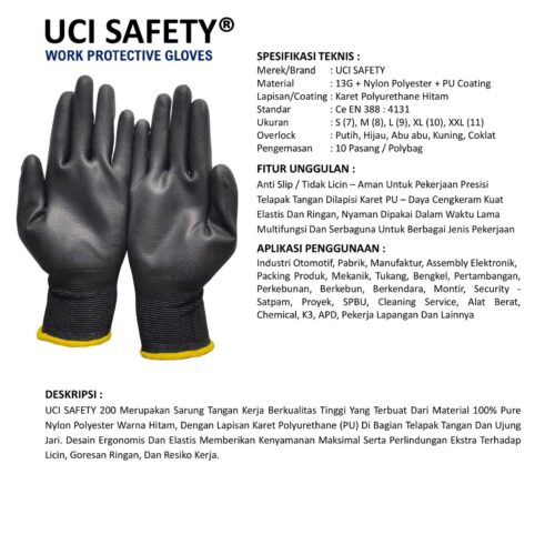 Supplier Sarung Tangan PU Uci Safety Resmi di Semarang Jawa Tengah