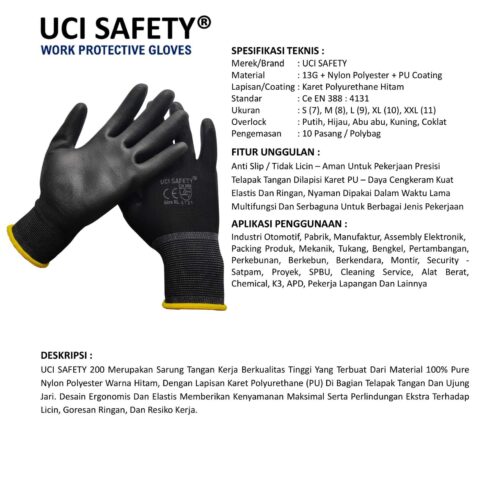 Distributor Sarung Tangan Montir Uci Safety Murah di Medan Sumatera Utara