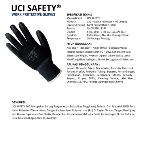 Sarung Tangan Anti Gores Uci Safety Cocok untuk Bengkel & Mekanik Ambon Maluku