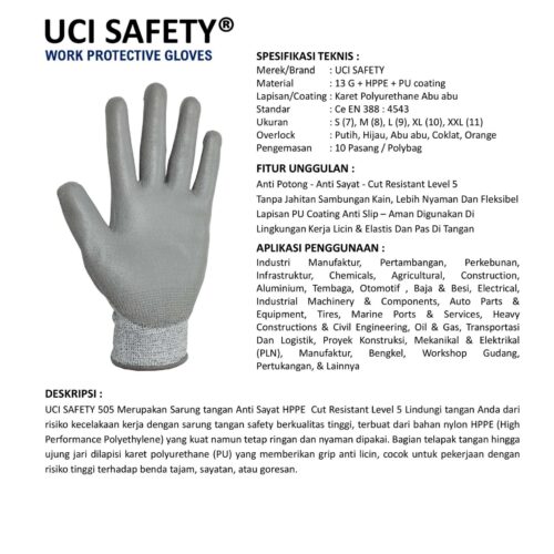 Kaca Ukuran L untuk Safety Gloves