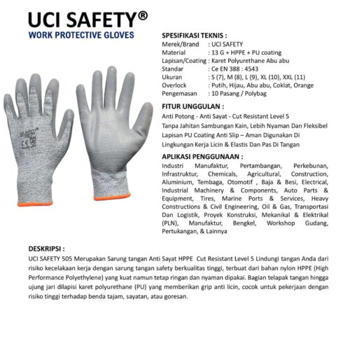 Ukuran XXL Safety Gloves dengan Konstruksi