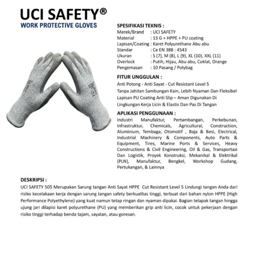 EN 388 4543 Kaca Sarung Tangan ukuran lengkap