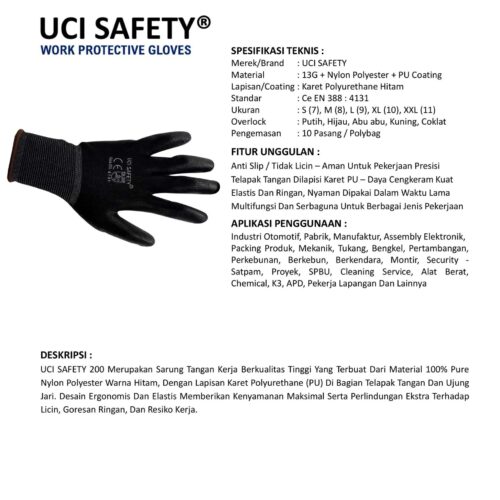 Distributor Sarung Tangan Hitam Uci Safety Murah di Yogyakarta