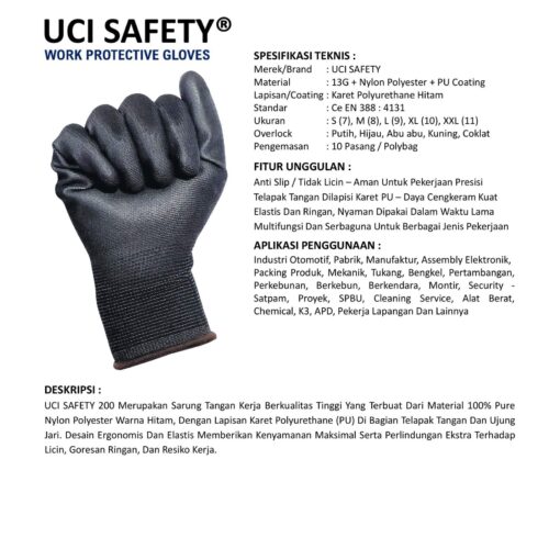 Supplier Sarung Tangan Anti Slip Uci Safety Resmi di Depok Jawa Barat