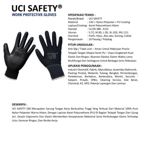 Sarung Tangan Anti Gores Uci Safety untuk Proyek & Industri di Pekanbaru Riau