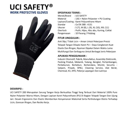 Sarung Tangan Palm Fit Uci Safety Cocok untuk Bengkel & Mekanik Ambon Maluku