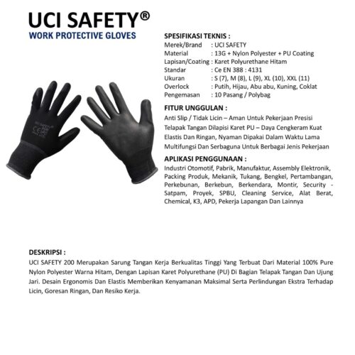 Jual Sarung Tangan PU Uci Safety Harga Terjangkau Bogor Jawa Barat