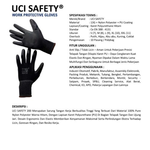 Sarung Tangan Safety Kerja Uci Safety Cocok untuk Bengkel & Mekanik Makassar Sulawesi Selatan
