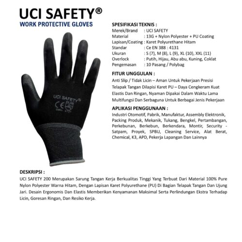 Sarung Tangan Palmfit PU Uci Safety untuk Proyek & Industri di Bogor Jawa Barat