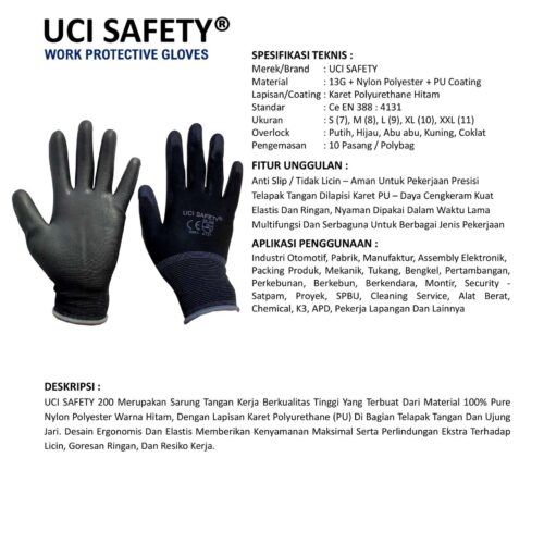 Distributor Sarung Tangan PU Uci Safety Murah di Jayapura Papua