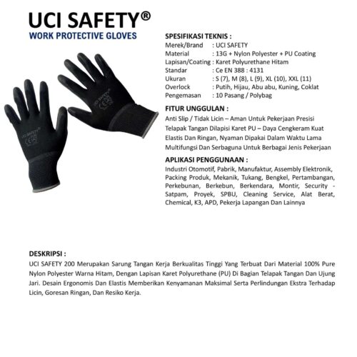 Sarung Tangan Anti Gores Uci Safety Cocok untuk Bengkel & Mekanik Bekasi Jawa Barat