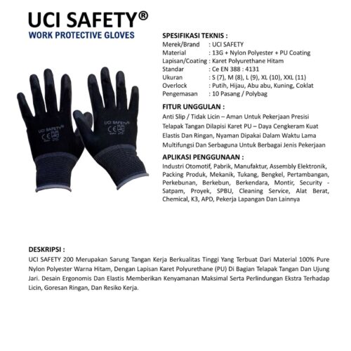 Sarung Tangan Coating Uci Safety Cocok untuk Bengkel & Mekanik Ambon Maluku
