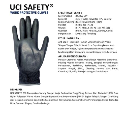 Sarung Tangan Safety Kerja Uci Safety Cocok untuk Bengkel & Mekanik Jayapura Papua