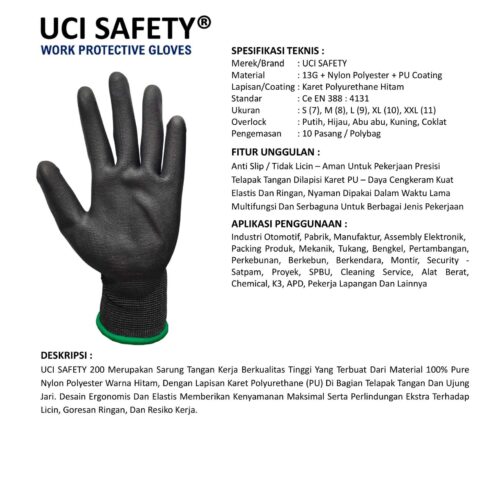 Jual Sarung Tangan PU Uci Safety Harga Terjangkau Tangerang Banten