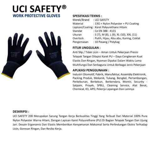 Sarung Tangan Karet Uci Safety untuk Proyek & Industri di Makassar Sulawesi Selatan