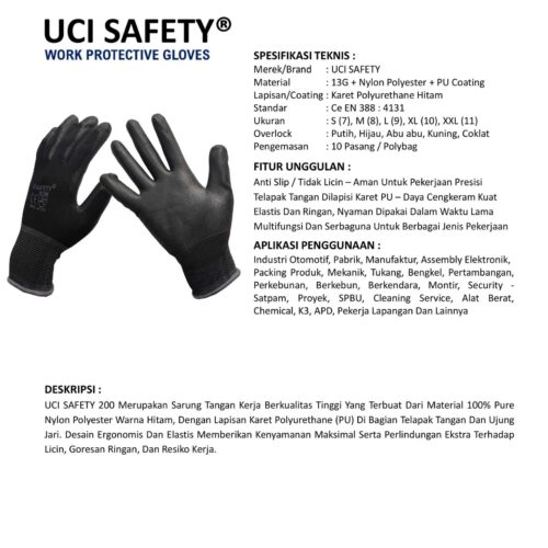 Sarung Tangan Mekanik Uci Safety untuk Proyek & Industri di Surabaya Jawa Timur