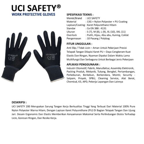 Distributor Sarung Tangan Anti Slip Uci Safety Murah di Tangerang Banten