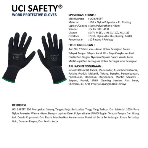 Sarung Tangan PU Uci Safety Terbaik di Semarang Jawa Tengah