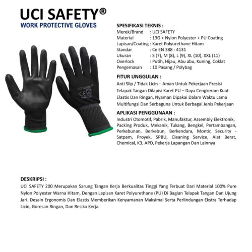 Sarung Tangan Anti Slip Uci Safety Terbaik di Manado Sulawesi Utara