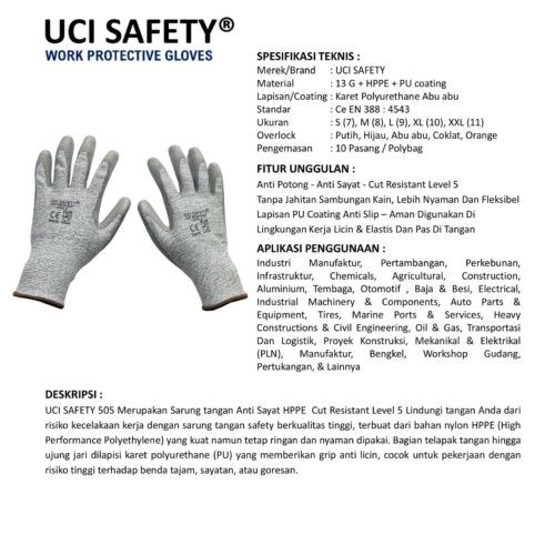 Pengaman Kerja Anti Gores EN 388 4543 warna Konstruksi