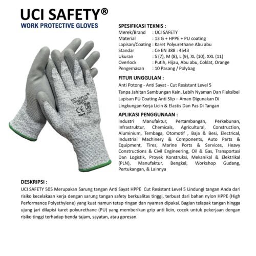 Pabrik Anti Sayat Hand Gloves warna Cutting