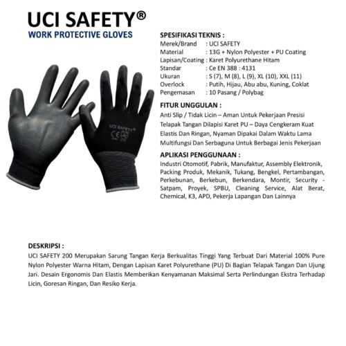 Sarung Tangan Anti Slip Uci Safety untuk Proyek & Industri di Kupang NTT