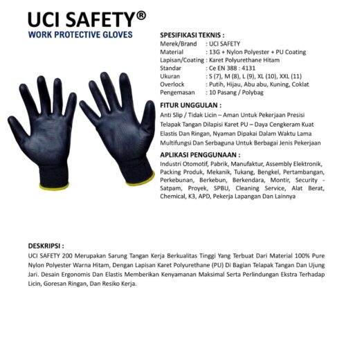 Sarung Tangan Proyek Uci Safety Cocok untuk Bengkel & Mekanik Surabaya Jawa Timur