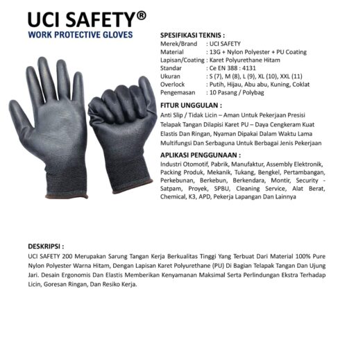 Sarung Tangan Hitam Uci Safety Terbaik di Yogyakarta