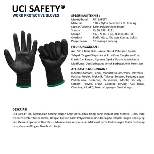Distributor Sarung Tangan Anti Slip Uci Safety Murah di Balikpapan Kalimantan Timur