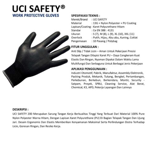 Supplier Sarung Tangan Palmfit PU Uci Safety Resmi di Bandung Jawa Barat
