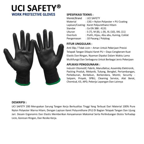 Sarung Tangan Anti Gores Uci Safety untuk Proyek & Industri di Manado Sulawesi Utara