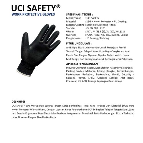 Distributor Sarung Tangan Anti Slip Uci Safety Murah di Banjarmasin Kalimantan Selatan