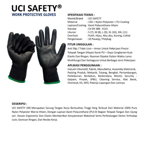Sarung Tangan Motor Uci Safety Cocok untuk Bengkel & Mekanik Bogor Jawa Barat
