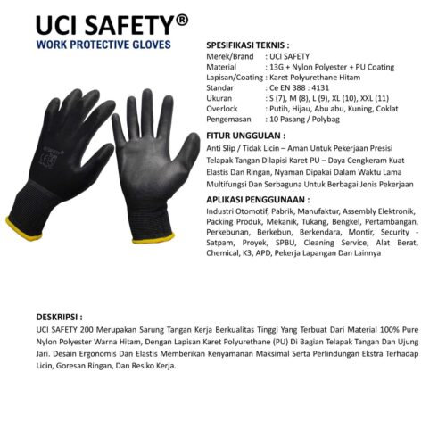 Supplier Sarung Tangan Anti Slip Uci Safety Resmi di Medan Sumatera Utara