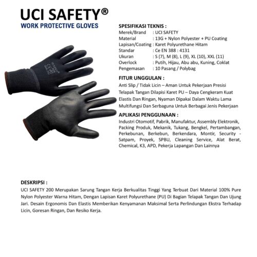 Sarung Tangan Anti Gores Uci Safety Terbaik di Palembang Sumatera Selatan