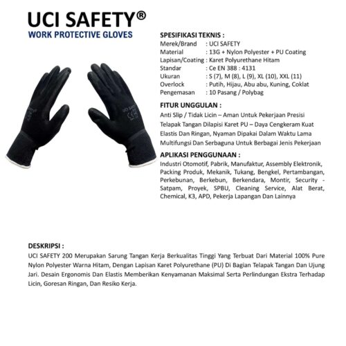 Supplier Sarung Tangan Safety Kerja Uci Safety Resmi di Pontianak Kalimantan Barat