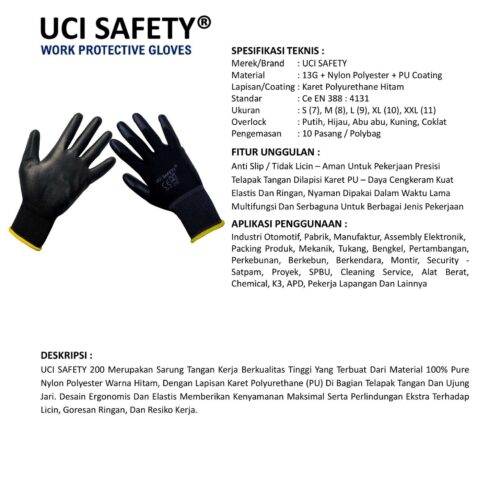 Distributor Sarung Tangan Safety Kerja Uci Safety Murah di Medan Sumatera Utara