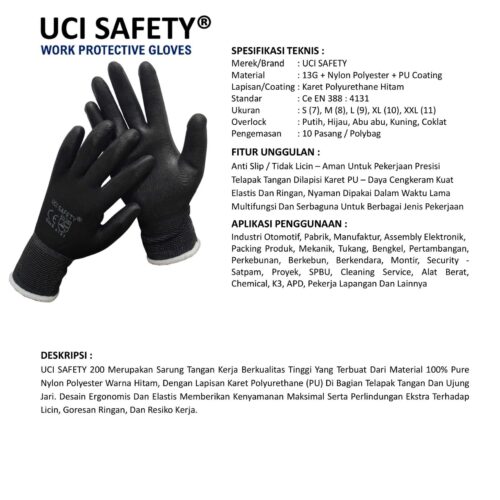 Sarung Tangan Bengkel Uci Safety untuk Proyek & Industri di Pontianak Kalimantan Barat
