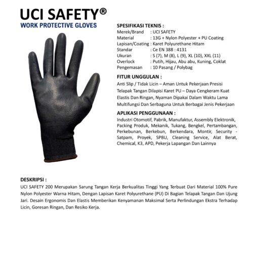 Sarung Tangan Coating Uci Safety Terbaik di Bandung Jawa Barat