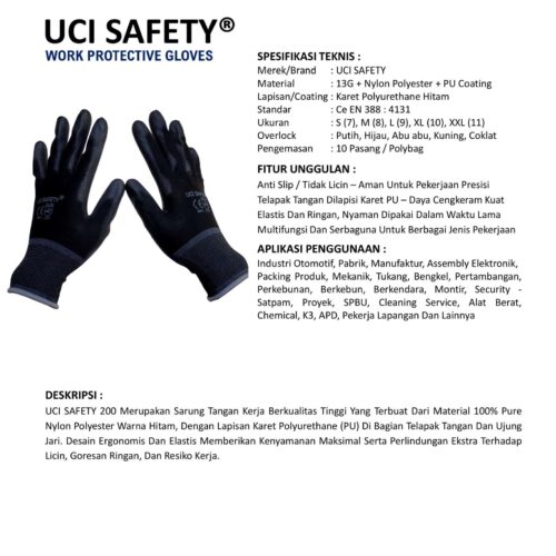 Toko Sarung Tangan Anti Slip Uci Safety Berkualitas Palembang Sumatera Selatan