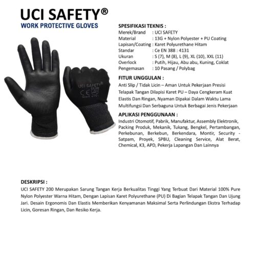 Sarung Tangan Anti Slip Uci Safety Terbaik di Kupang NTT