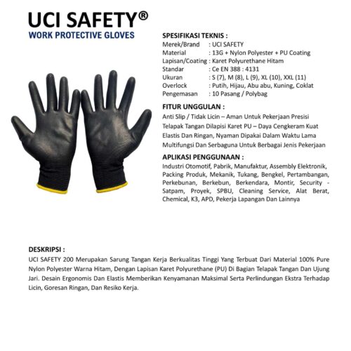 Distributor Sarung Tangan Otomotif Uci Safety Murah di Cirebon Jawa Barat