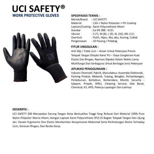 Sarung Tangan Montir Uci Safety untuk Proyek & Industri di Padang Sumatera Barat