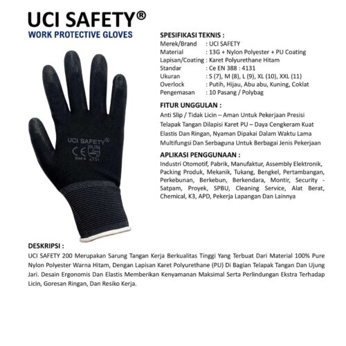Sarung Tangan Karet Uci Safety Cocok untuk Bengkel & Mekanik Surabaya Jawa Timur