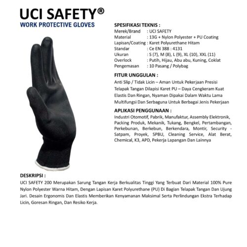 Sarung Tangan Montir Uci Safety untuk Proyek & Industri di Yogyakarta
