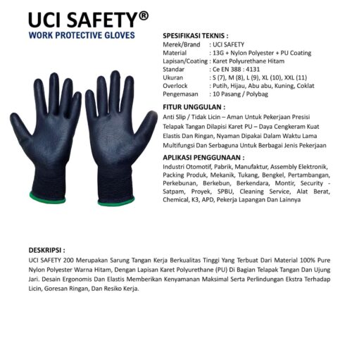 Sarung Tangan Palmfit PU Uci Safety Terbaik di Padang Sumatera Barat