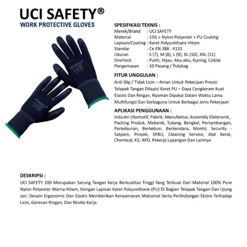 Distributor Sarung Tangan PU Uci Safety Murah di Bandung Jawa Barat